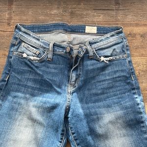 Worn once ankle fray blue jeans